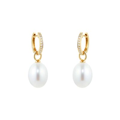 Kiki Classics 18ct Yellow Gold, Pearl Drops With 0.13cttw Diamond Hoop