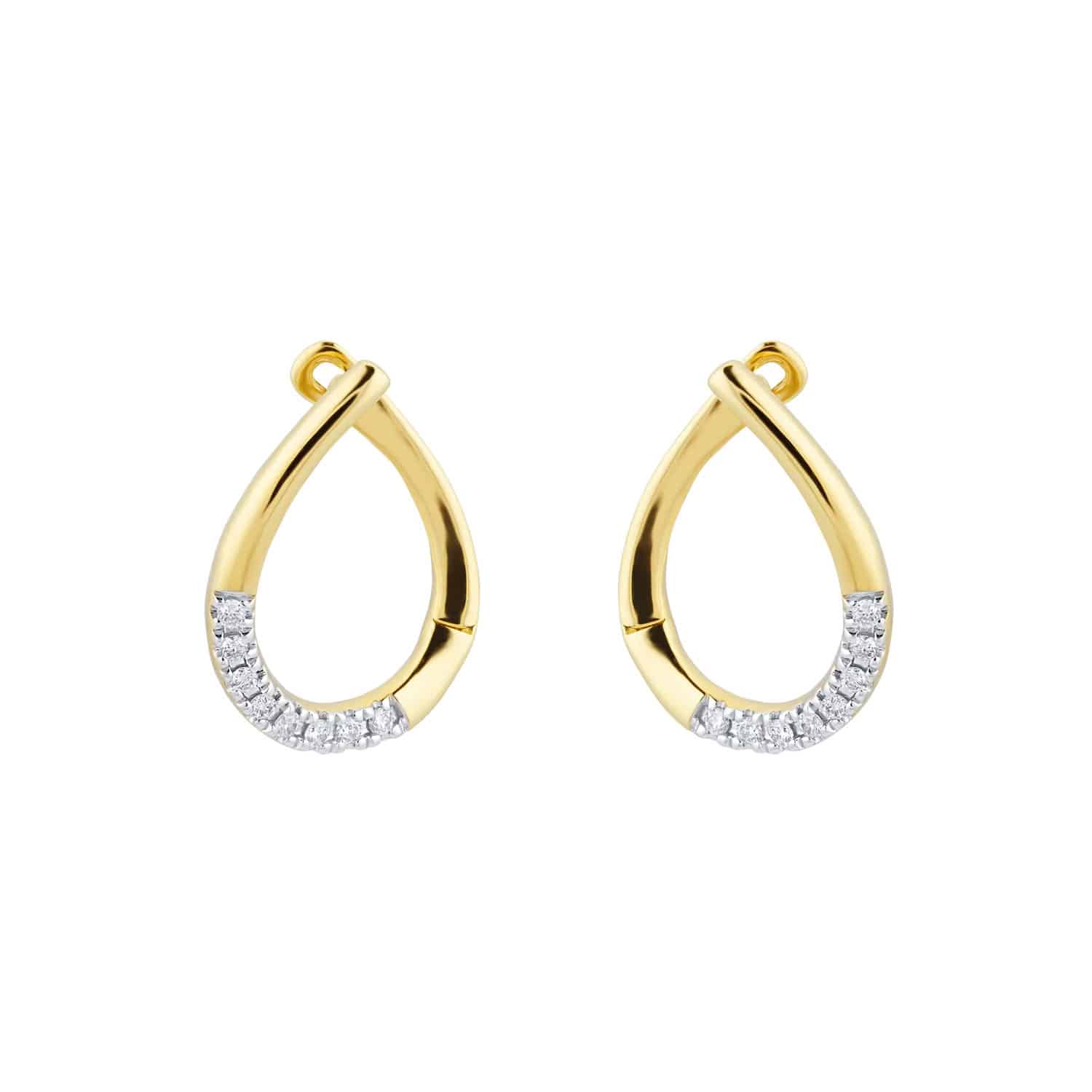 9ct Yellow Gold 0.10ct Diamond Tear Drop Hoop Earrings